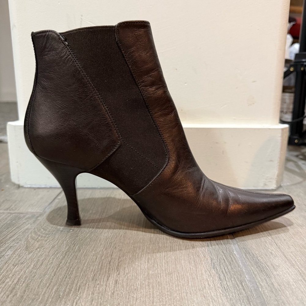 Donald J Pliner Chocolate Brown  Shiny Leather Pointed Toe Boots Women’s US 9.5